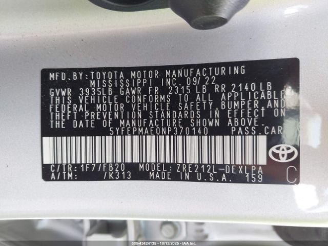 Toyota Corolla Le Image 8